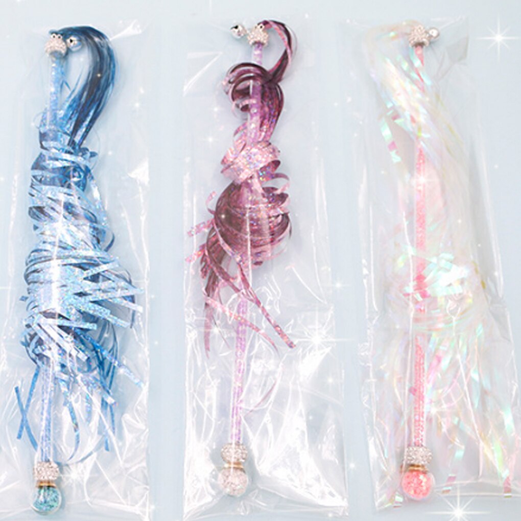 Acryl huisdier teaser speelgoed grappige interactieve lange papieren kwast speelgoed glinsterende glimmende huisdier stok toverstaf