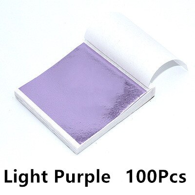 9X9Cm 100 Vel Art Craft Imitatie Gold Sliver Folie Papers Kleurrijke Bladgoud Vellen Vergulden Diy Craft decor Vergulden Decoratie: Light Purple 100Pcs