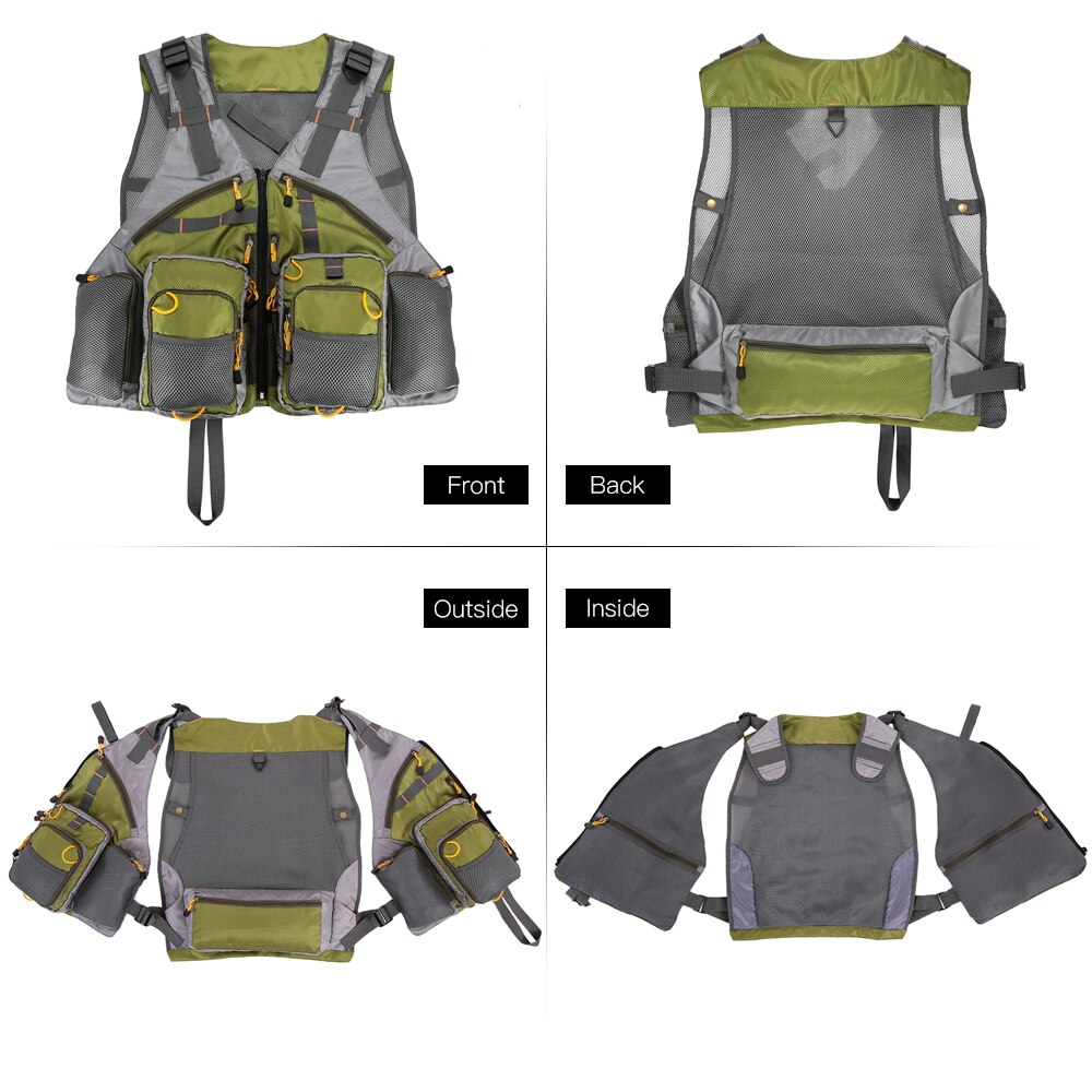 Fishing Vest Men Fishing Life Vest Fish Multi-Pockets Buoyancy Safety Waistcoat Fishing Jacket Swimming Fish Safety Waistcoat