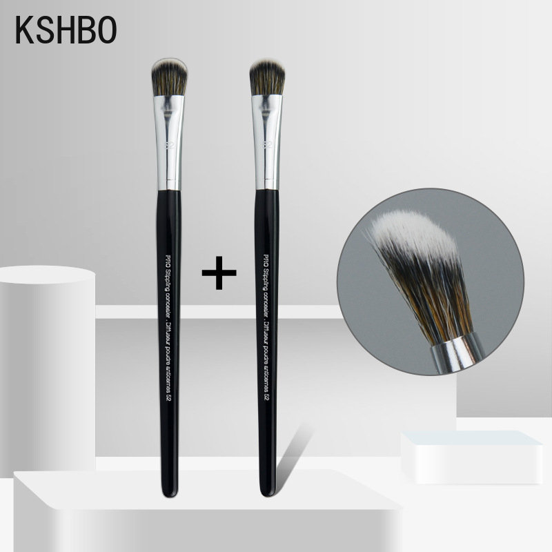 KSHBO 2 unids/set herramientas de maquillaje de belleza brocha para base 47 cabezal de escoba Base líquida reparación de sombra para mujeres brochas para Base facial: violet