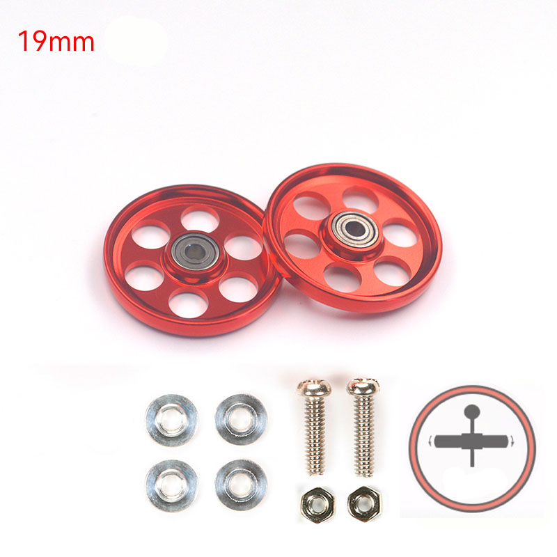 2pcs Aluminum Alloy 19mm Rollers Bearing Roller Arc Edge Guide Wheel Tamiya Mini 4WD 94996/95349/95348/15449 Self Made Parts