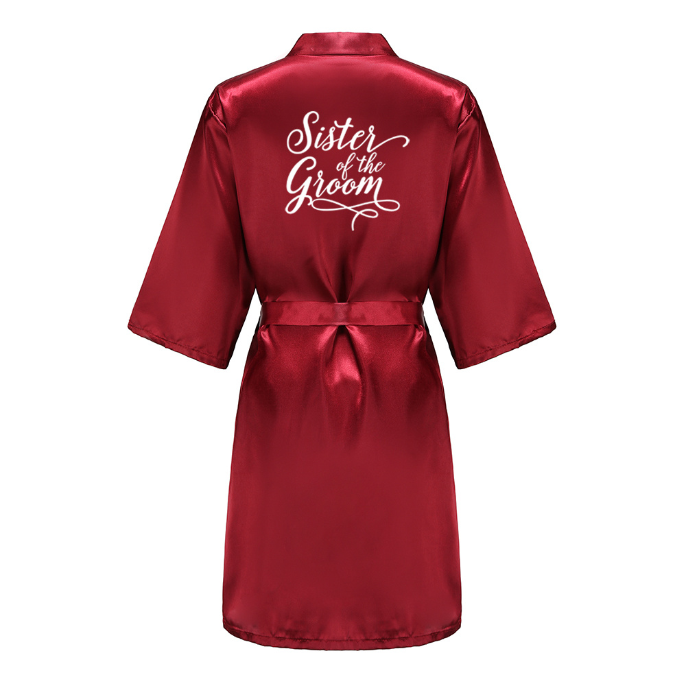 Bury Bridesmaid Mother Of The Bride Robes With White Letters Wedding Women Satin Bridal Party Bathrobe: M / army green