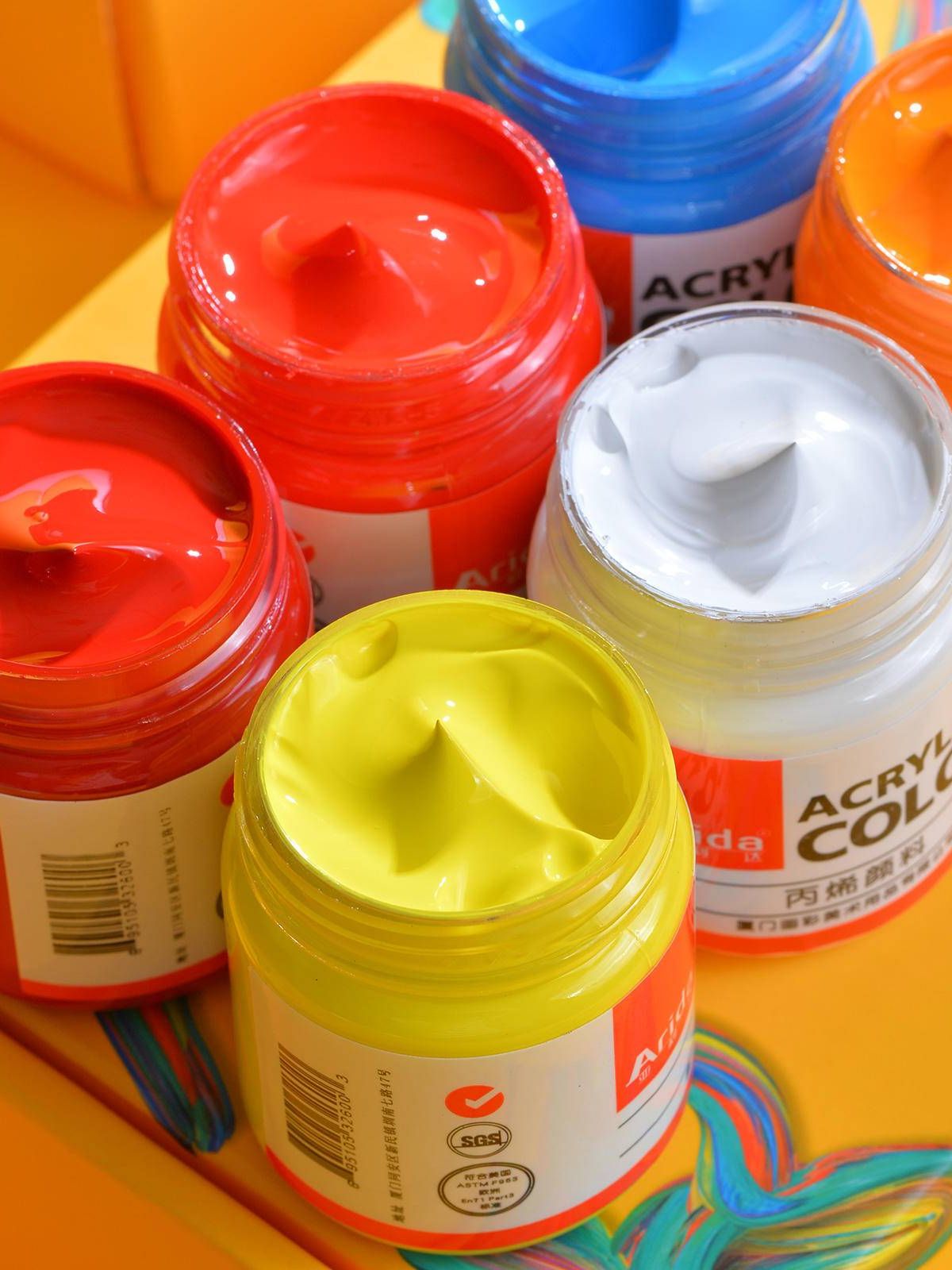 6colours Acrylic Paint 50ml One Bottle Drawing Painting Pigment Hand-Painted Wall Paint for Artist DIY