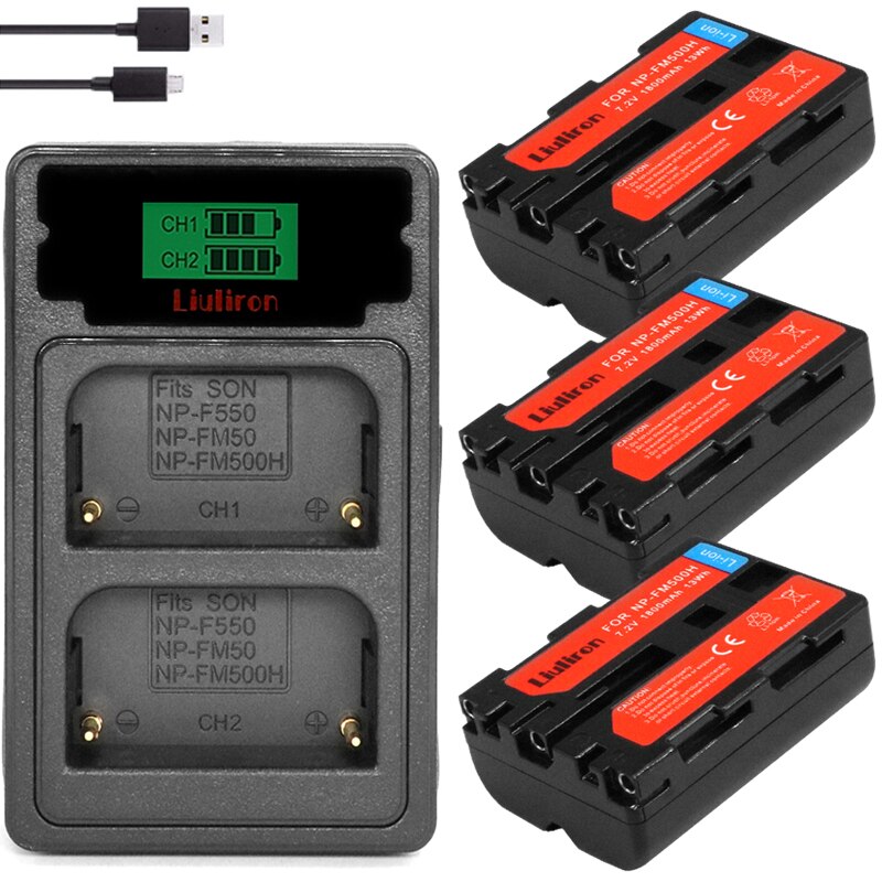 4x Bateria NP-FM500H NP FM500H Battery for Sony Alpha A58 A57 A65 A77 A99 A900 A700 A580 A560 A550 A850 accessories: charger and 3battery