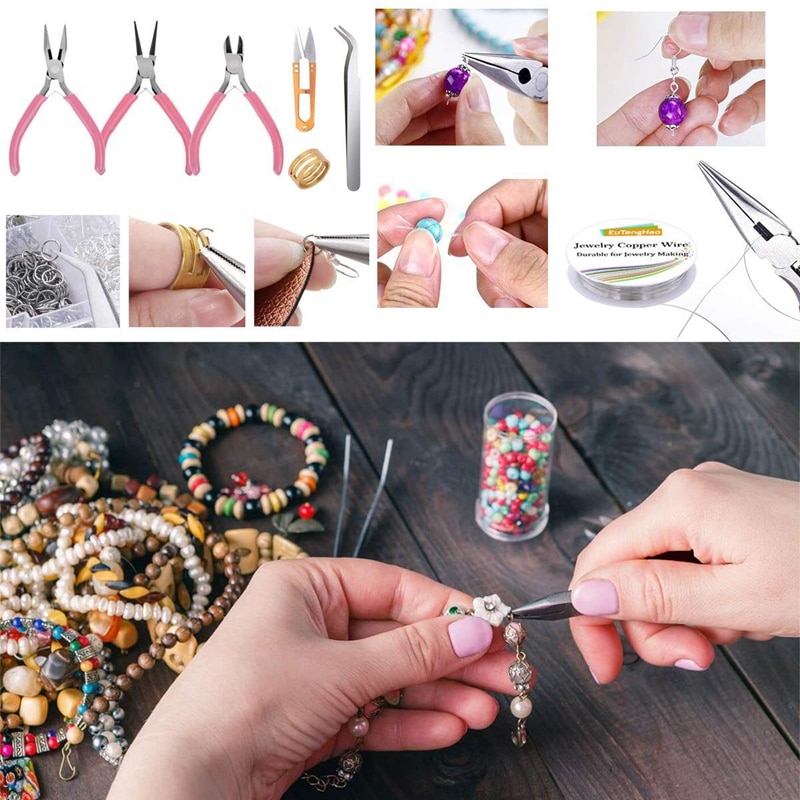 Schmuck Machen Liefert Bausatz Schmuck Machen Werkzeuge Bausatz Enthält Perlen Draht für Armbinde und Perle Perlen Abstandshalter Perlen Schmuck Zange