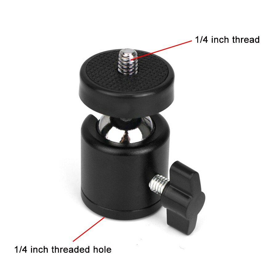 MAMEN Mini Metal Ball Head With 1/4 3/8 inch Threaded Hole 360° Universal Ball Head For Tripods Cameras Phone Holder Fill Light: black