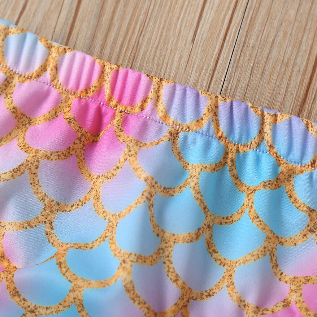 Kids Baby Girl's Swimwear Sleeveless Cartoon Ruffle Swimsuit Kids 2 Piece Bikini Set Summer Swimming Outfits Girl Bathing Suit