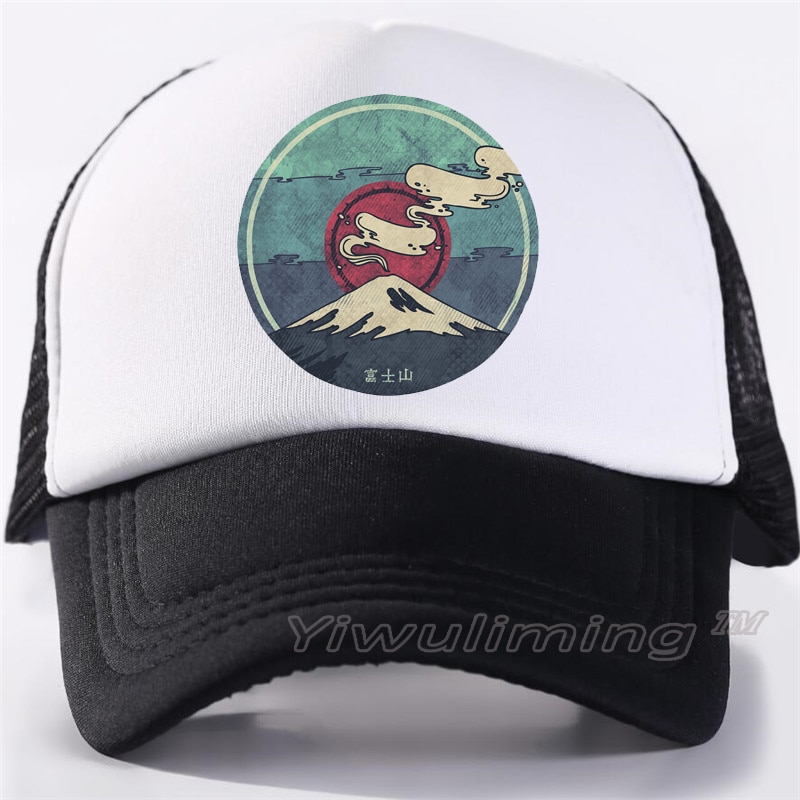 Zomer Trucker Caps Fujiyama Koele Zomer Zwart Volwassen Cool Baseball Mesh Netto Trucker Caps Hoed Mannen Verstelbare