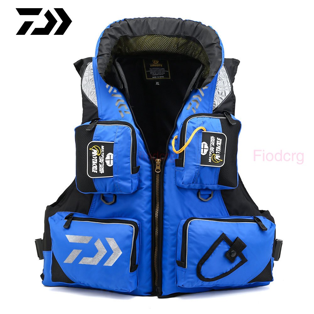 Daiwa-Chaleco de pesca al aire libre, salvavidas, ropa de pesca, aparejos de pesca, chaleco de flotación transpirable portátil: Azul / L