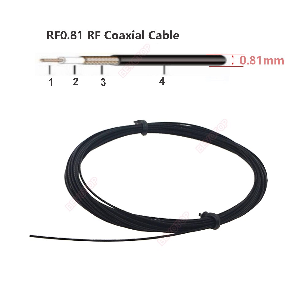 RF1.37 Cable OD=1.37mm RF Coaxial Pigtail for Coax RF Connector 50 Ohm Extension Cord: RF0.81 Cable / 50M