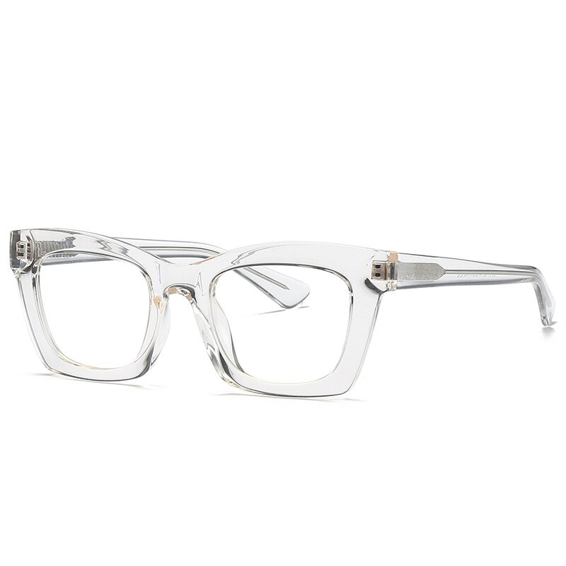 49524 TR90 Anti Blue Glasses Frames Cat Eye Retro Men Women Optical Computer Glasses: C2Clear
