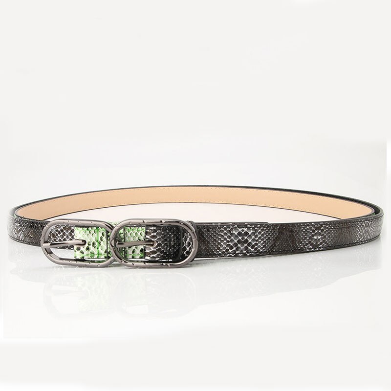 Slangenprint dames pu leren tailleband dames dunne skinny riemen voor dames jeans jurk riem zwarte metalen gesp