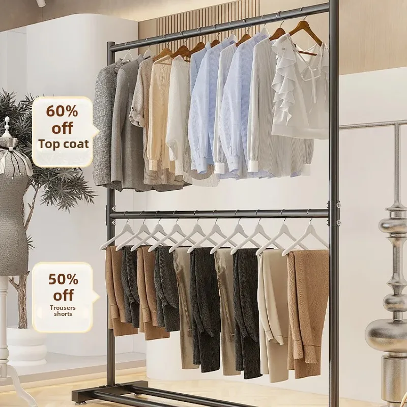 Rack de roupas para sala de estar, cabide de chão, organizador de armário moderno, prateleiras multifuncionais com gancho, casa