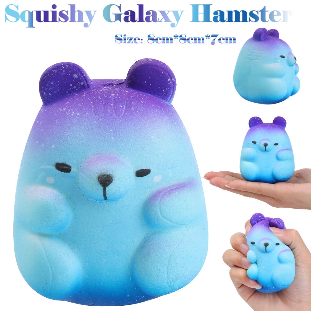 Squish antiestrés 8cm animales Squishies Galaxy Hamster Squishies Slow Rising Squeeze perfumado estrés aliviar juguetes para niños