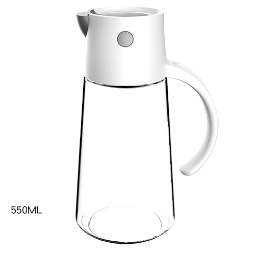 Automatisch Open Deksel Olie Fles Dispenser Saus Bakken Glas Lekvrije Opslag Fles Salade Keuken Tool Accessorie: White-550ml