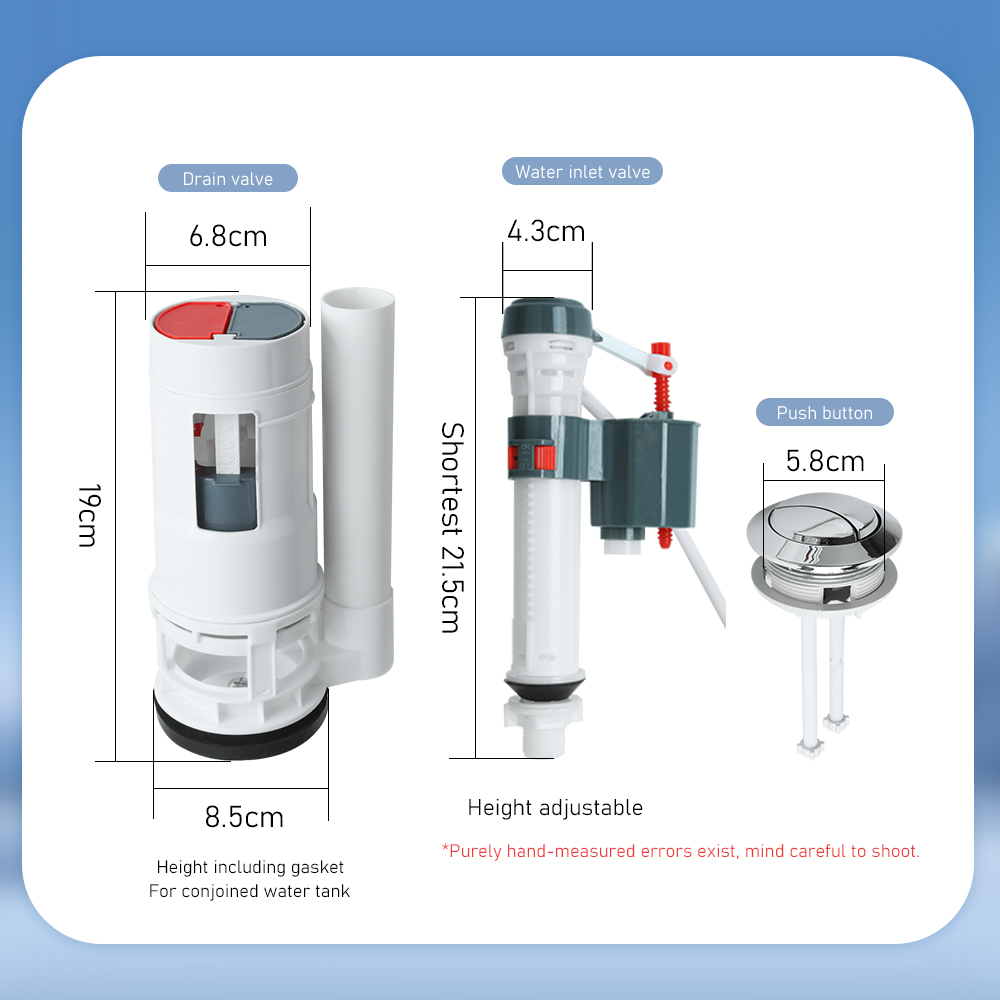 Flush Toilet Drain Valve Old Toilet Inlet and Outlet Valve Tank Button Fittings Spout Valve Button Complete Set