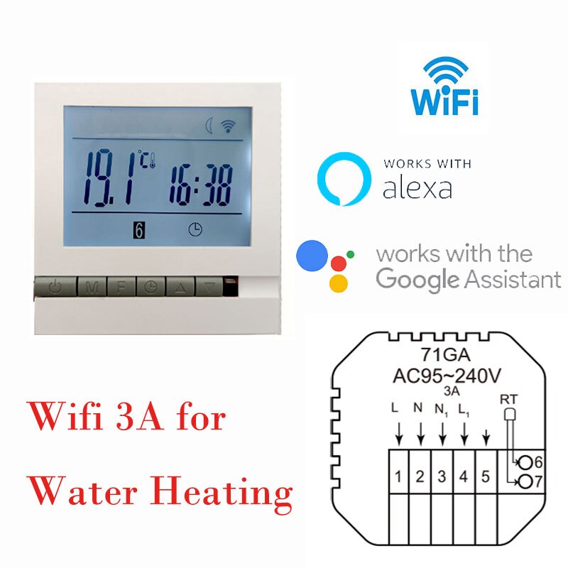 Mk71 95-240v smart wifi termostat vand/el gulvvarme vand/gas kedel temperaturregulator fungerer med tuya: 3a wifi -ga vand