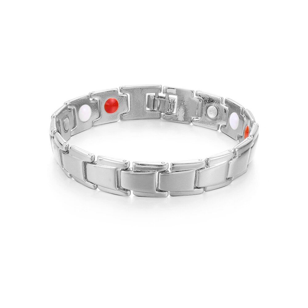 thérapeutique énergie guérison Bracelet thérapie Bracelet magnétique détachable Bracelet Acupoint Massage hommes Bracelet bijoux: Silver