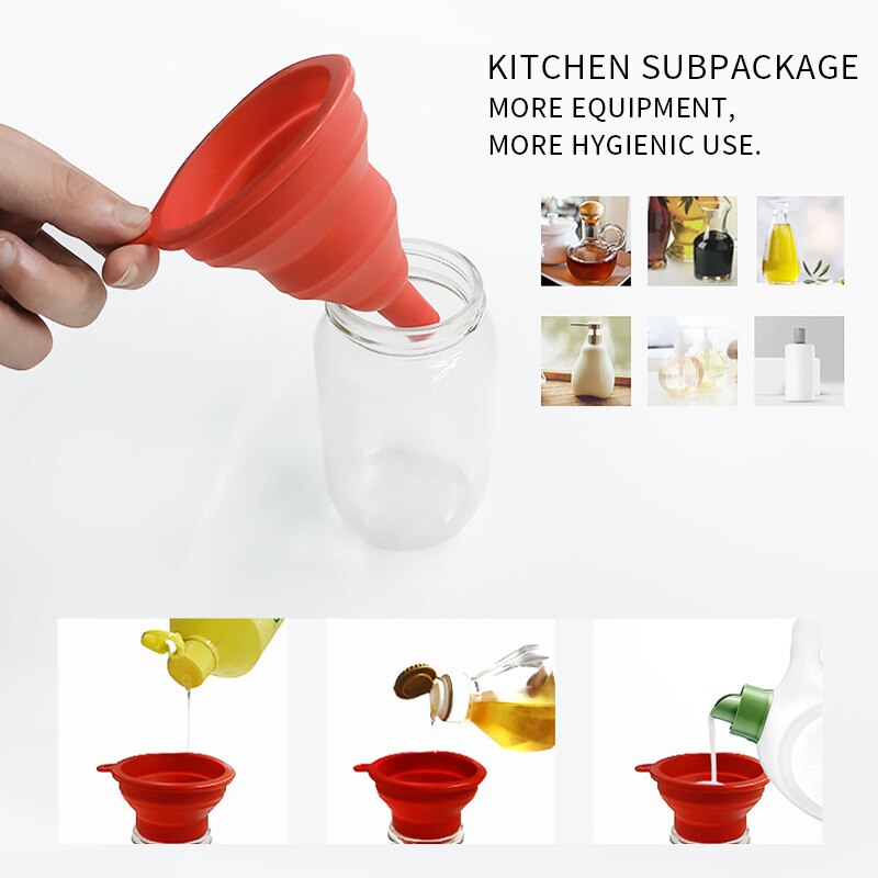 Collapsible Funnel Kitchen Silicone Funnel for Water Bottle Liquid Transfer