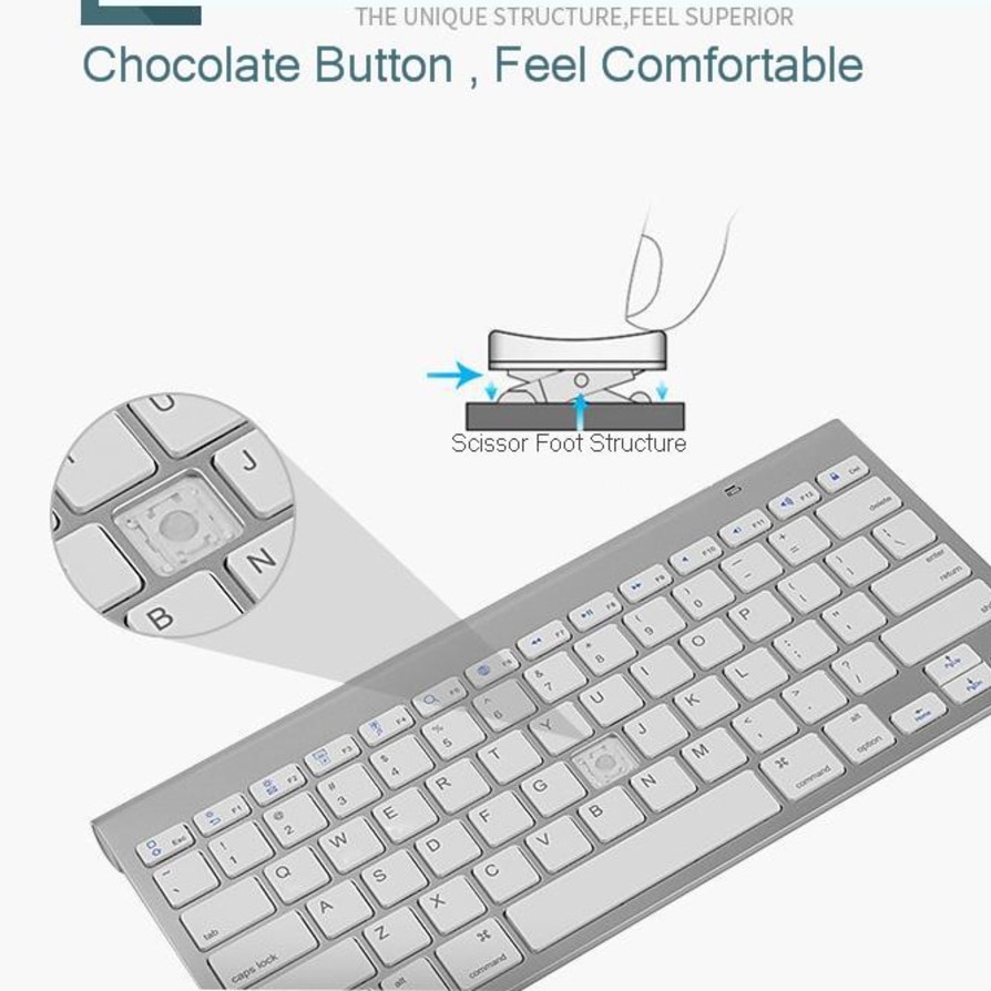 Ultra tyndt 2.4g trådløst tastatur og mus sæt multimedie saksetaster tastatur mus combo sæt til bærbar notebook desktop