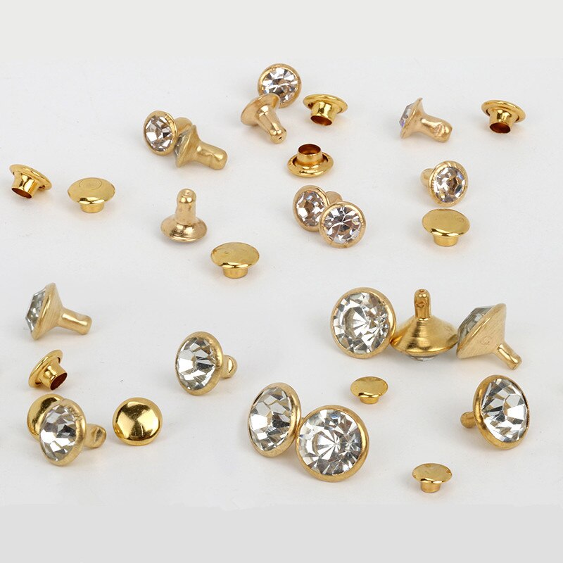 1000Sets 5-11mm Crystal Rhinestone Trim Rivets Diamante Studs DIY Clothing Bag Leather Decorative Rebite Spikes Glass Drill Nail