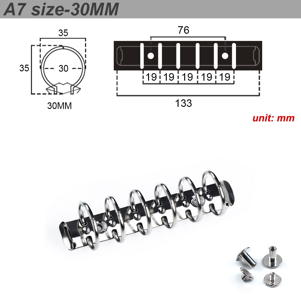 Fromtheon Metal Spiral Rings Binder Clip with Screw Diary Notebook Planner Binding Ring A5A6 Persoanl A7 Binder Clip File Folder: Silver A7 30MM