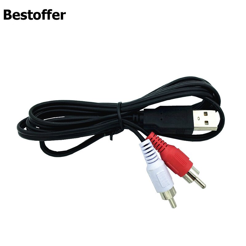 USB 2.0 A Male to 2RCA Phono AV Cable Lead PC TV AUX Audio Video Adapter