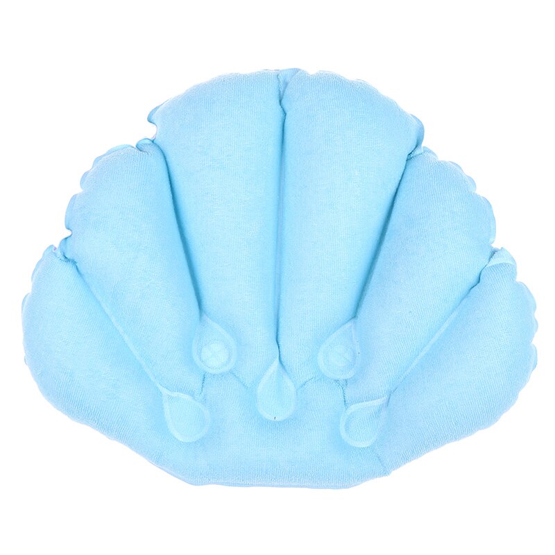 Soft Home Spa Inflatable Bath Pillow Cups Shell Shaped Neck Bathtub Cushion Support Pillow Bathtub Cushion: BL