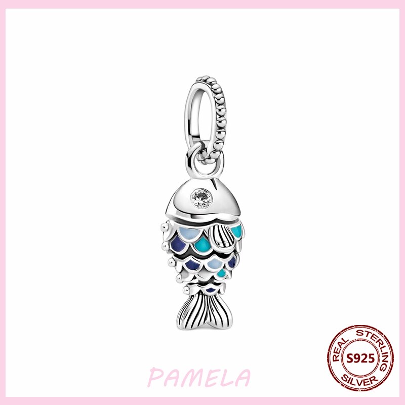 PAMELA-abalorios de plata esterlina 925 para mujer, abalorios de flamenco rosa, perro, búho, Animal, bricolaje para pulsera colgante Original, joyería de: YBT593