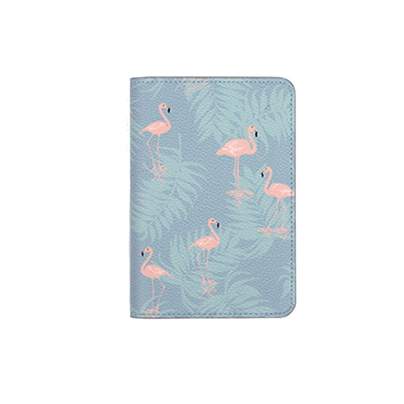 Paspoorthoes voor vrouwen, pu-leer, bedrukt met id-kaarthouder, reispaspoorthouder met clip, flamingo-hoes voor mannen op de paspoortorganizer