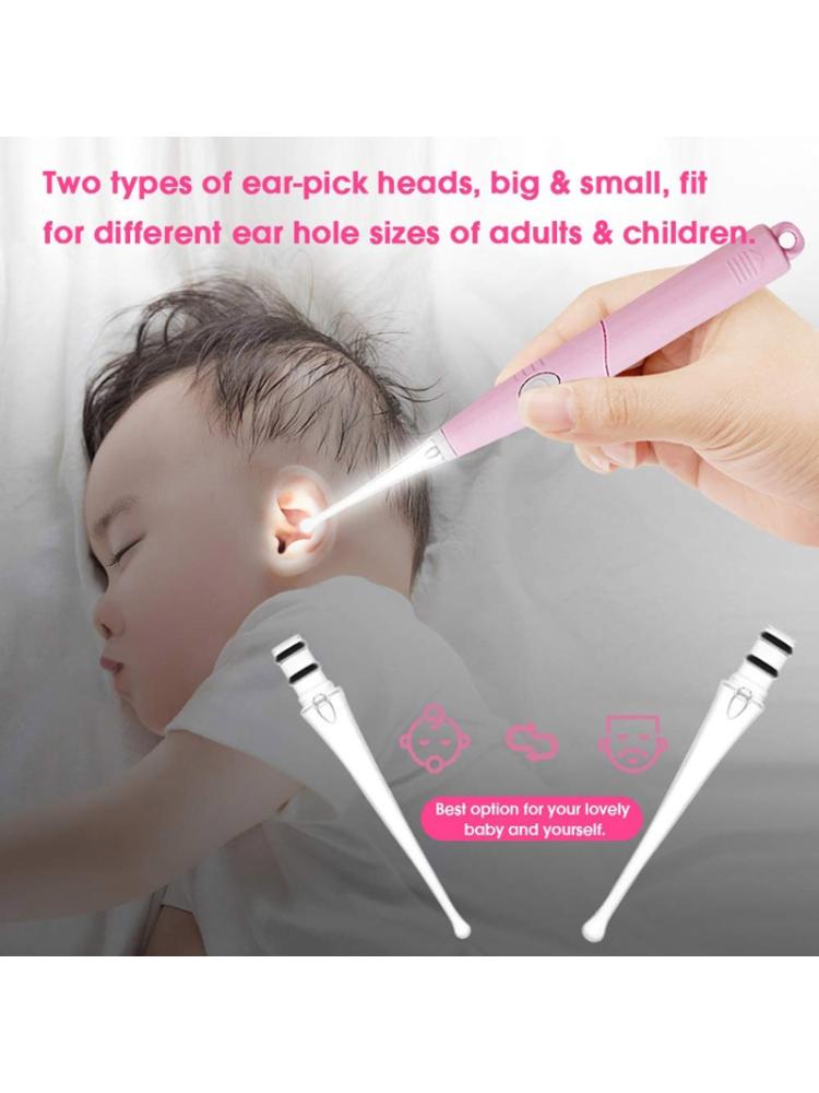 Safety Painless Ear Cleaning Tool for Adults Kids Ear Wax Removal Cleaner Electric Vacuum Earwax Remover with LED Light
