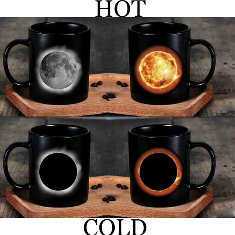 Solar Moon Eclipse Mok Hoge Capaciteit Cup Thermoskan Cup Thermoinduction Kleur Veranderende Mok Keramische Koffie Cool cup