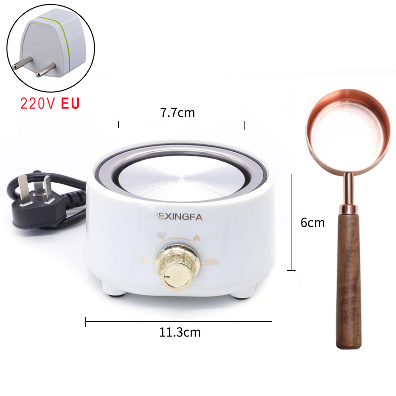 Duży piec elektryczny do pieczętowania, podgrzewacz do garnków, podgrzewacz elektryczny, kulki woskowe, topienie wosku, łyżka do pieczętowania lakiem: Brązowy