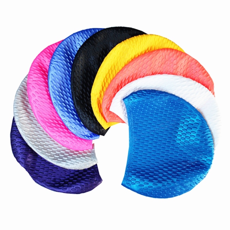 Silicone Waterproof Swimming Caps Protect Ears Long Hair Sports Swim Pool Hat Swimming Cap Free size for Men & Women Adults