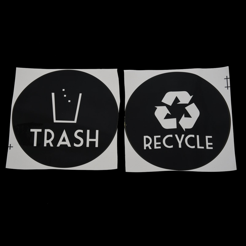 Recycle + Trash Vinyl Belettering Decal Sticker(6X6 Inch, Zwart)