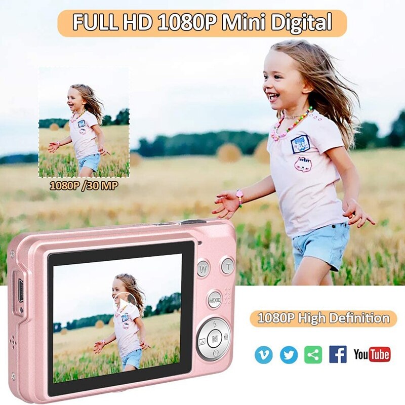 Hd 1080P Digitale Camera 30 Mp Mini 2.7 Inch Lcd-scherm Camera Met 8X Digitale Zoom, compact Camera 'S Voor Volwassen, Tieners