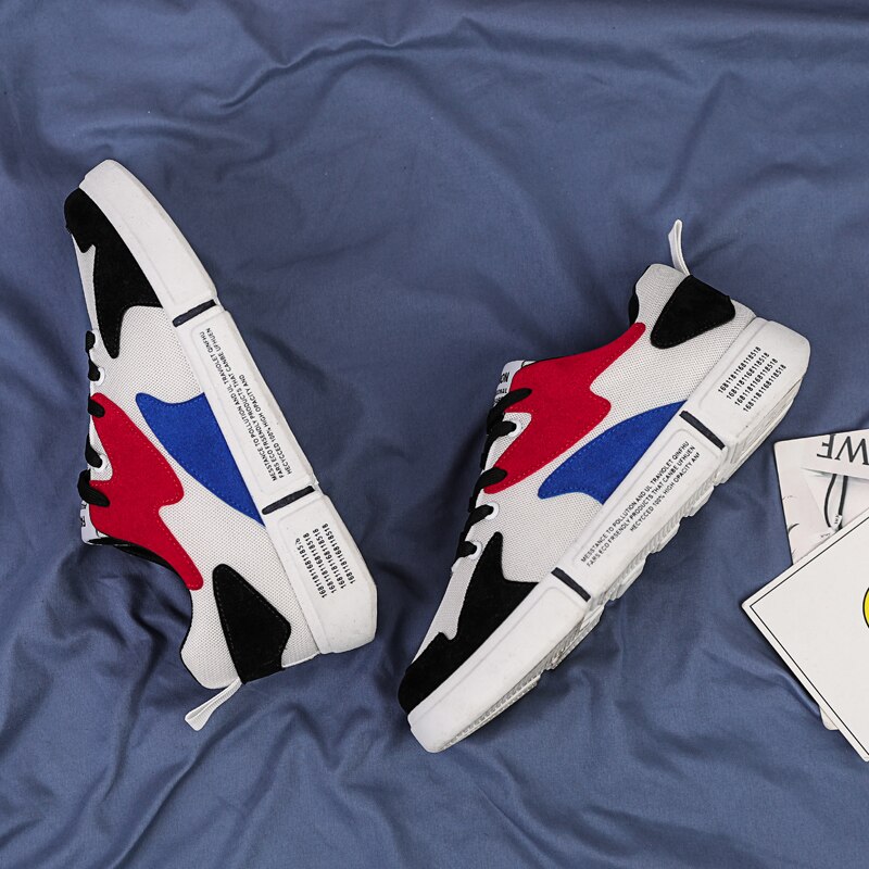 Siergan lente en zomer lage witte skateschoenen heren sportschoenen casual schoenen studenten sportschoenen schoenen: Zwart en rood / 8.5