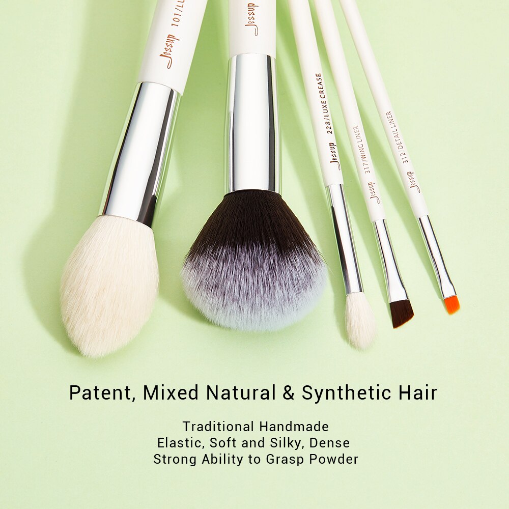Jessup kwastenset 25-delig Professionele make-up kwastensets Foundation Make-up kwast beauty Tool Poederblush Parelwit/zilver
