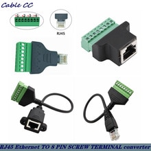 Good RJ45 Ethernet male and female TO 8-pin screw terminal converter RJ45 socket connector adapter for CCTV DVR