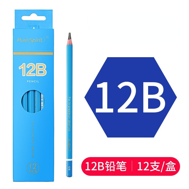 Student Art Drawing Soft Medium Hard Charcoal 2B 4B 6B 8B 10B12B 14B Charcoal and Ink In One Matt Sketch Art Pencil: 12B