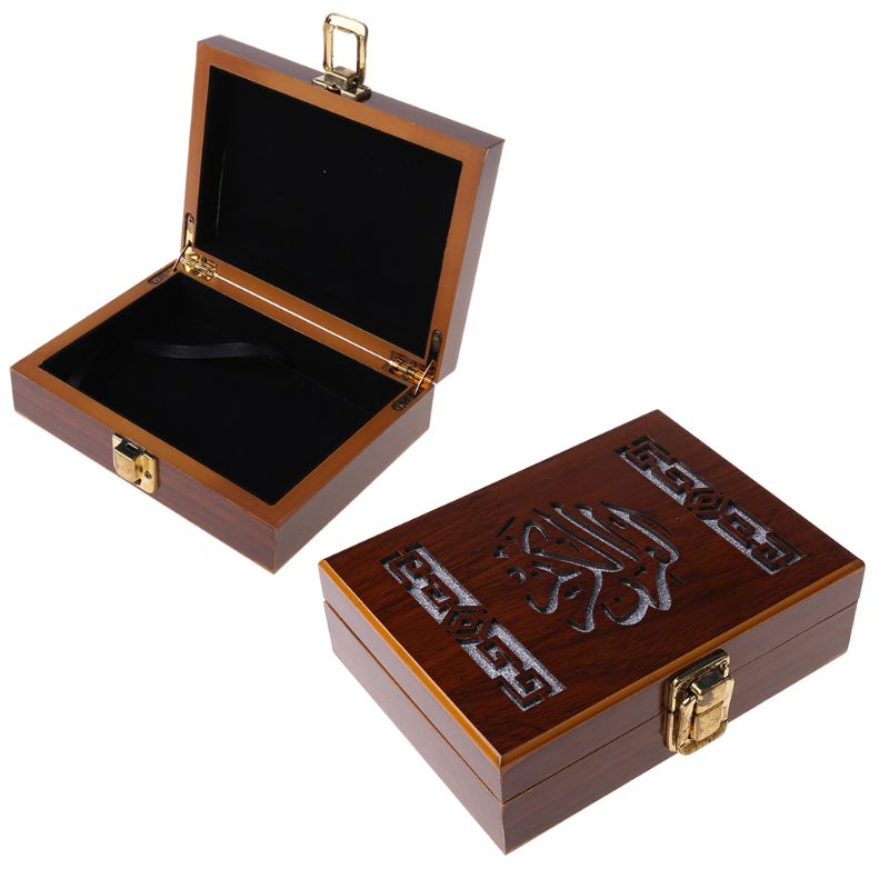 Wooden Bible Book Jewelry Storage Box Eid Ramadan Festival Decoration Organizer