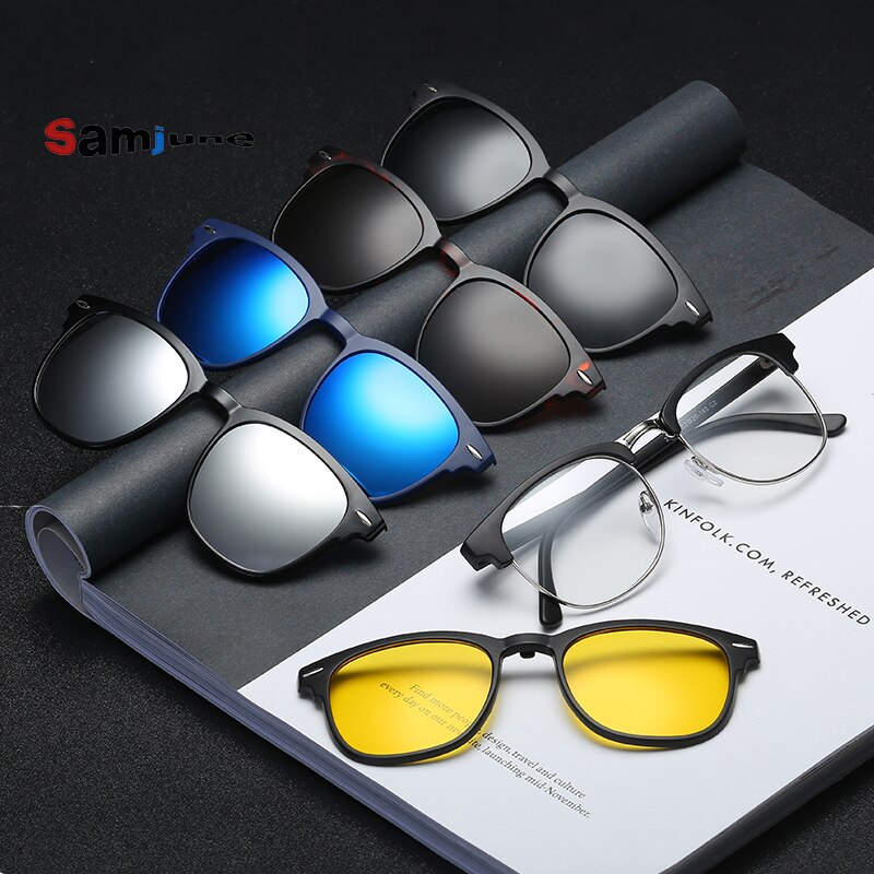 Clip on Sunglasses clip on glasses half frame Men Women mirror clip Sun Glasses Night Vision Driving sunglasses for men