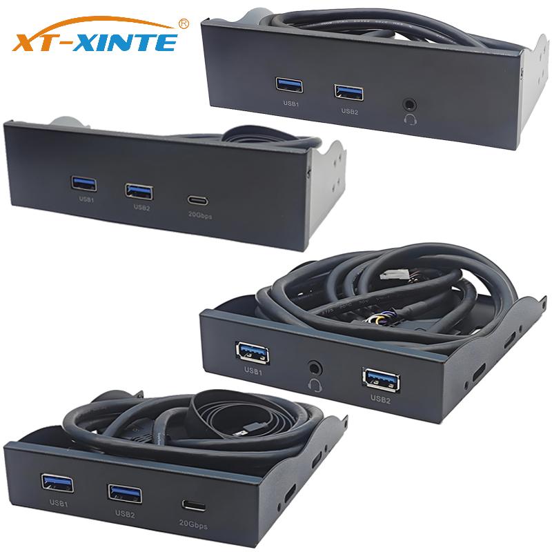 USB Front Panel for PC 2 Port USB3.0 1 Port Type-C / Headseat HUB Adapter USB3.2 Gen1 5Gb for 3.5"/5.25" Floppy / Optical Drive