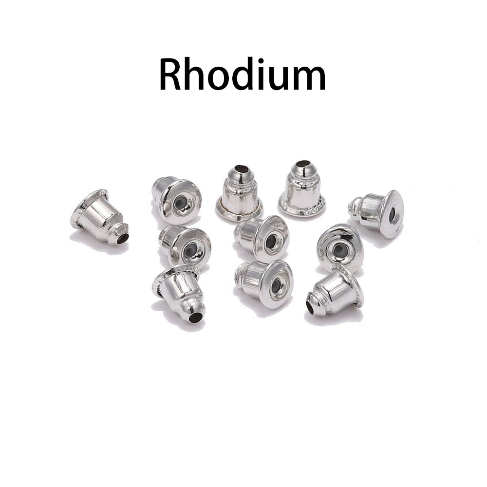 Size 5*6mm 50-200pcs/lot Gold Metal Caps Earring Studs Stopper Bullet Earring Back Plugging Blocked For Diy Jewelry Making: White K 200Pcs