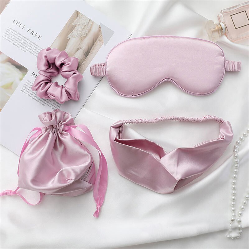 Sleeping Silk Night Eye Mask Help To Sleep Aid Blindfold With Cloth Bag Eyepatch Rest For Men Women Breathable Eye Cover