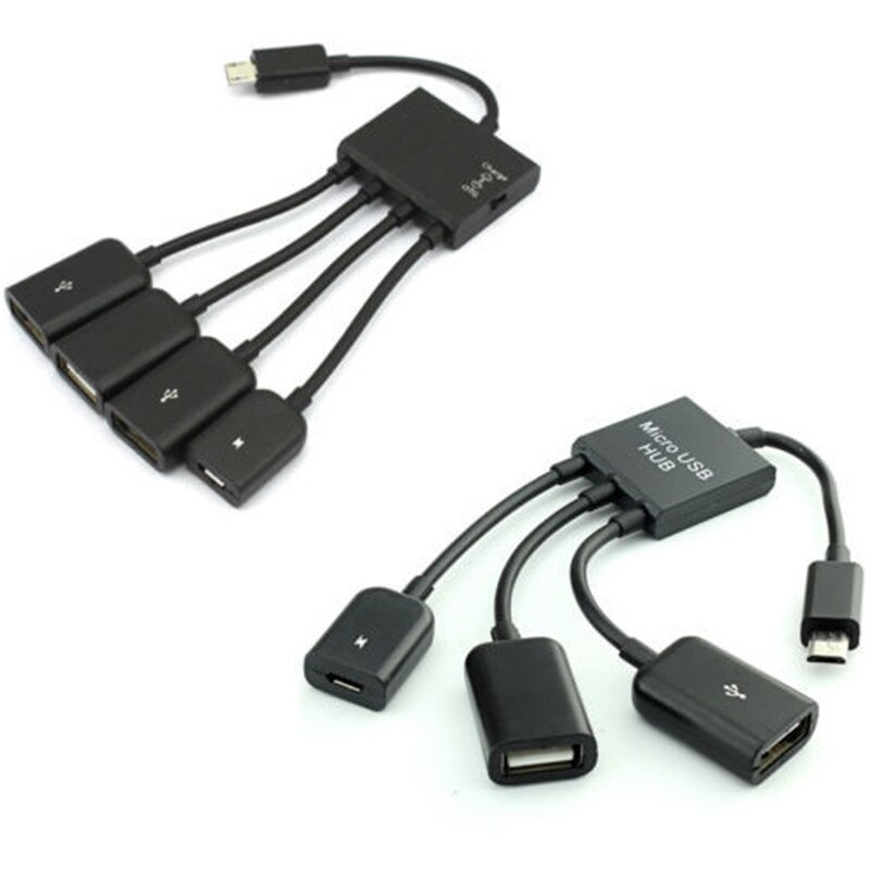 Usb 2.0 4/3 In 1 Micro Usb Host Otg Hub Charger Cord Adapter Connector Voor Android Smartphones Tablet Kabel