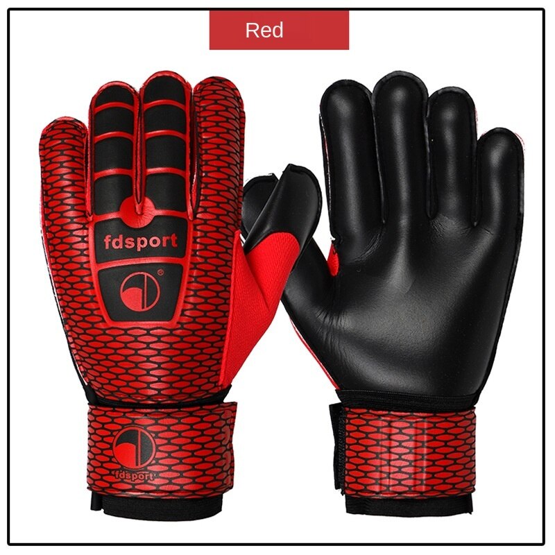 Guantes de látex para portero de fútbol , guantes de entrenamiento, protectores de fútbol para niños: Rojo / size 10