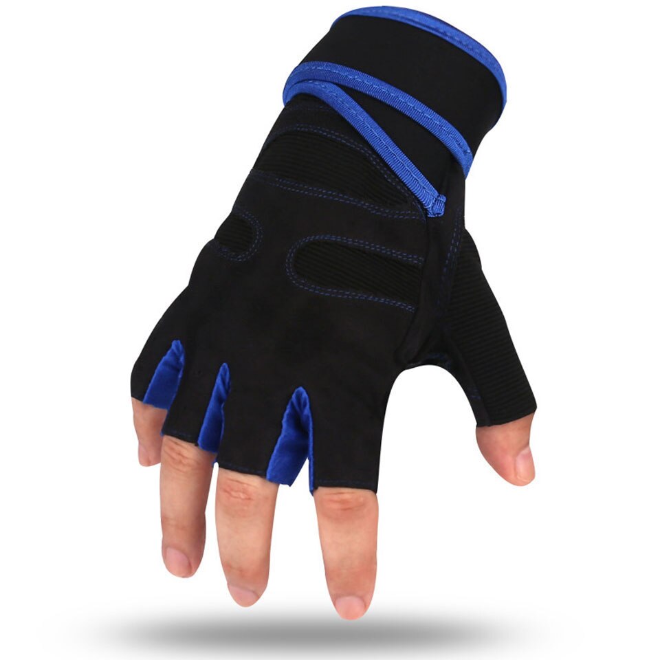 Gants durables pour gant de pêche demi-doigt tissus en Silicone de confort anti-dérapant pêche gants sans doigts: Bleu / M