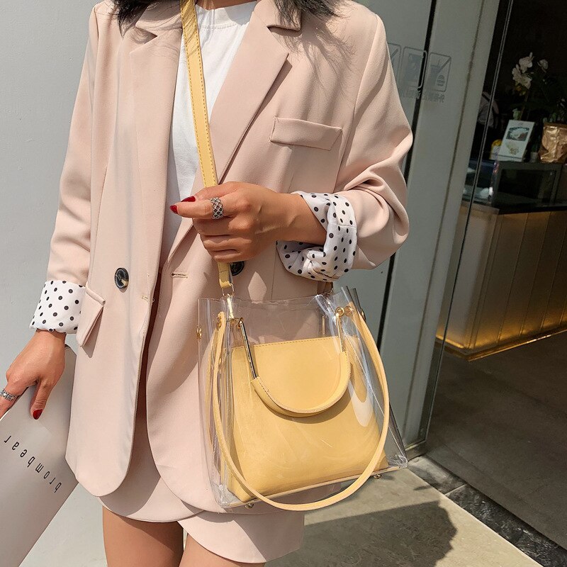 CASMOR Summer Small Bag Female Korean Handbags Women Shoulder Bag Clear Jelly Shoulder Bag Casual Women Bags