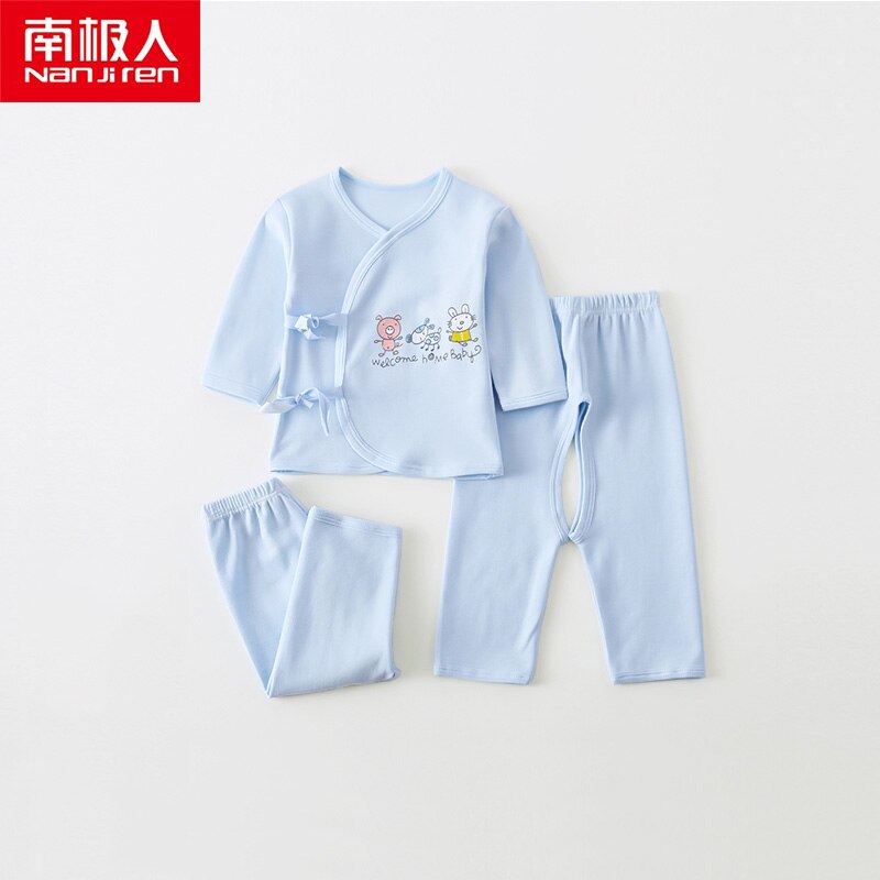 Nanjiren nyfødte baby baby mænds og kvinders bomuld undertøj tredelt jakkesæt 0-3 måneder langærmet munketøj